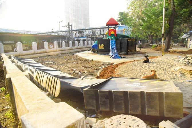 The BMC is in the process of clearing the space inside Bhausaheb Hire garden outside Mumbai Central Railway station