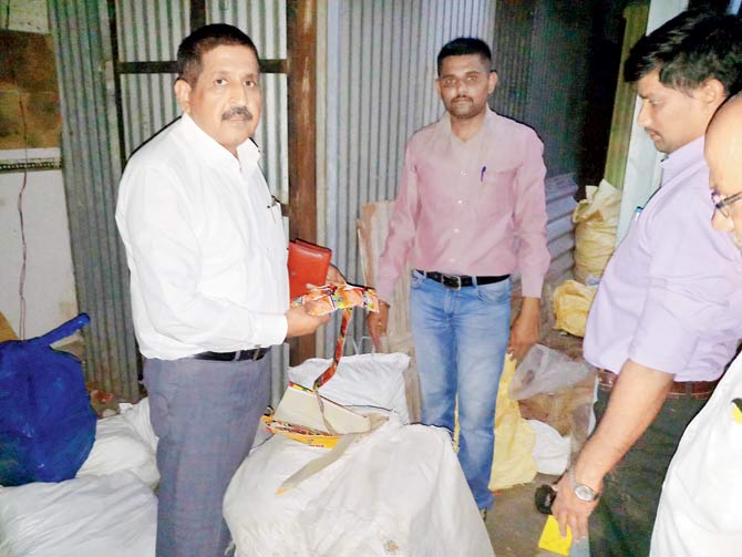 Huge amounts of the contraband was seized from a godown in Lakadabazar