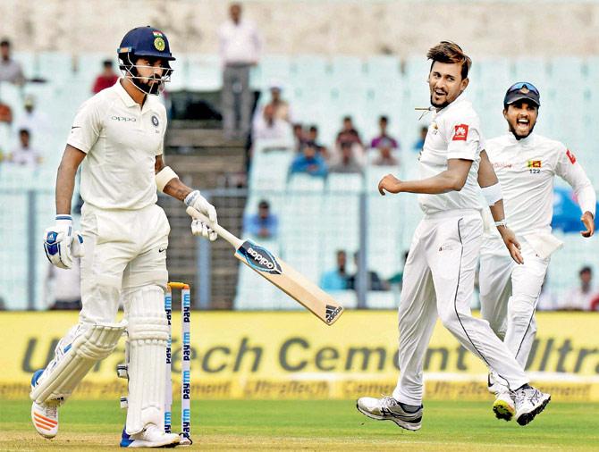 Lakmal draws first blood as India opener KL Rahul is stunned