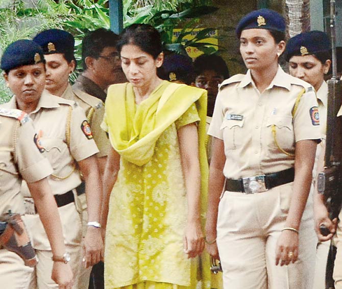 Indrani Mukerjea outside JJ Hospital in June this year. File pic
