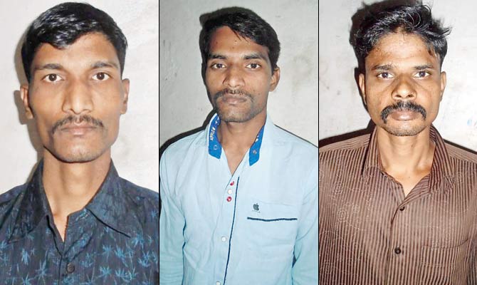 (From left) Main accused Jitendra Shinde, Nitin Bhailume and Santosh Bhawal