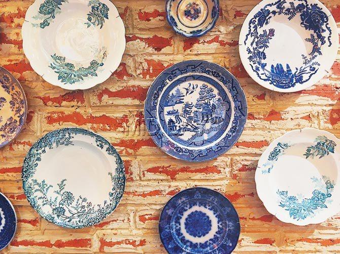 vintage plates on a wall