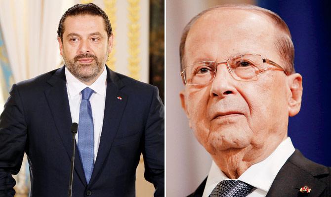Michel Aoun and Saad al-Hariri. pics/afp