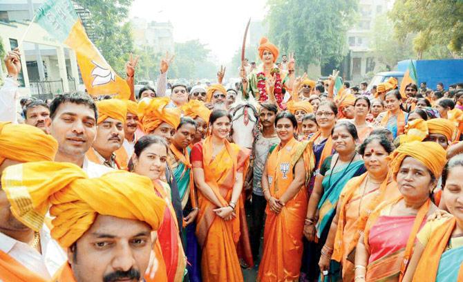  The BJPs Sangeeta Patil arrived to file her candidature dressed as the Rani of Jhansi, on horseback. She claimed to have had riding lessons just for this. She also said she would love to be recognised as the BJPs rani
