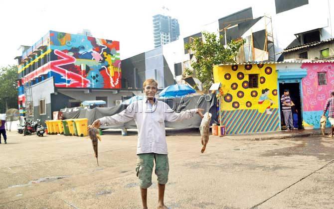 A fisherman outside a transformed warehouse. Pic/Datta Kumbhar