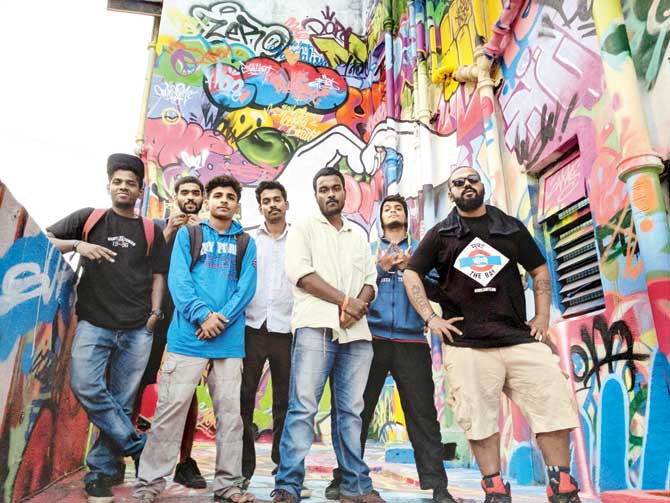 A crew that is part of SlumGods, which is organising The Dock Jam. Pic/Vineet Nair