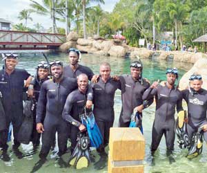 West Indies cricket team enjoy underwater activities