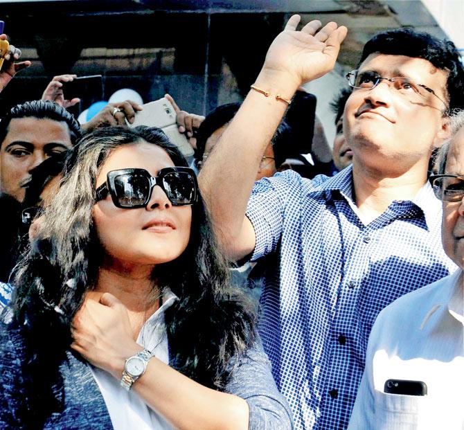 Sourav Ganguly and Gargi Roychowdury yesterday. Pic/PTI
