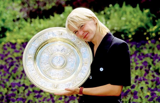 Jana Novotna after winning the Wimbledon title in 1998