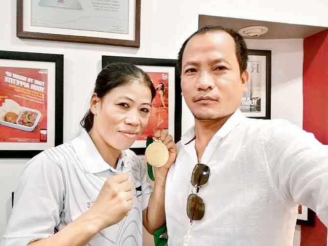 Mary Kom with husband Onler