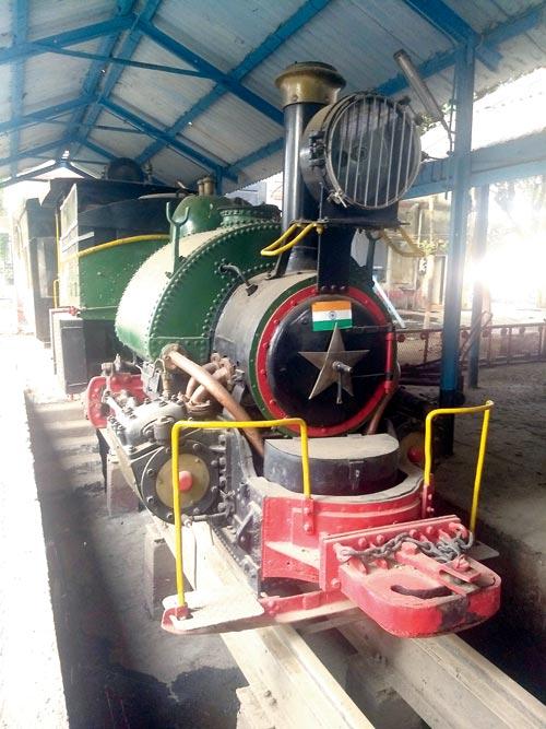 The restored Darjeeling steam loco at Neral station