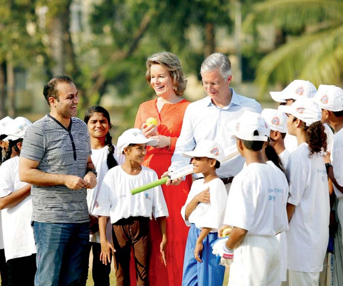 Virender Sehwag teams up with Belgian royal couple for children's rights
