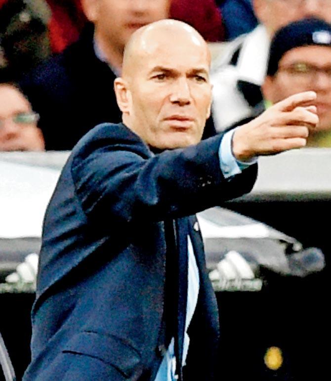 Zinedine Zidane during Real Madrids 3-2 win against Malaga on Saturday. Pic/AFP