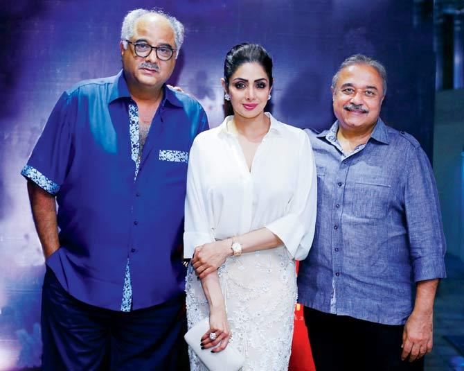 Boney Kapoor and Sridevi with Kishore Bajaj