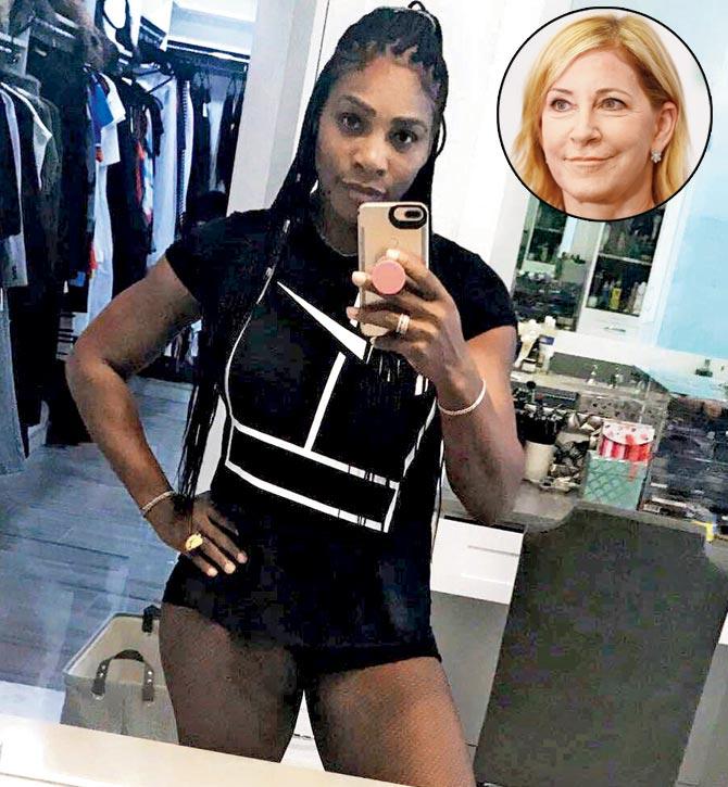 Serena Williams and (inset) Chris Evert