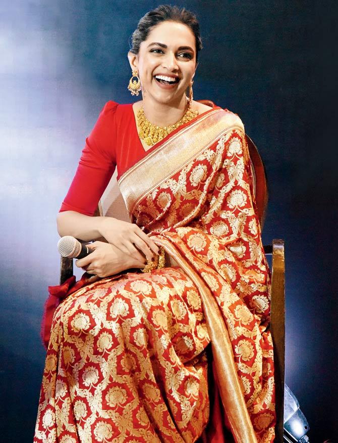 Deepika Padukone in a classic Benarasi saree