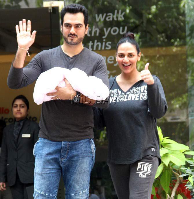 Esha Deol with husband Bharat Takhtani and baby girl
