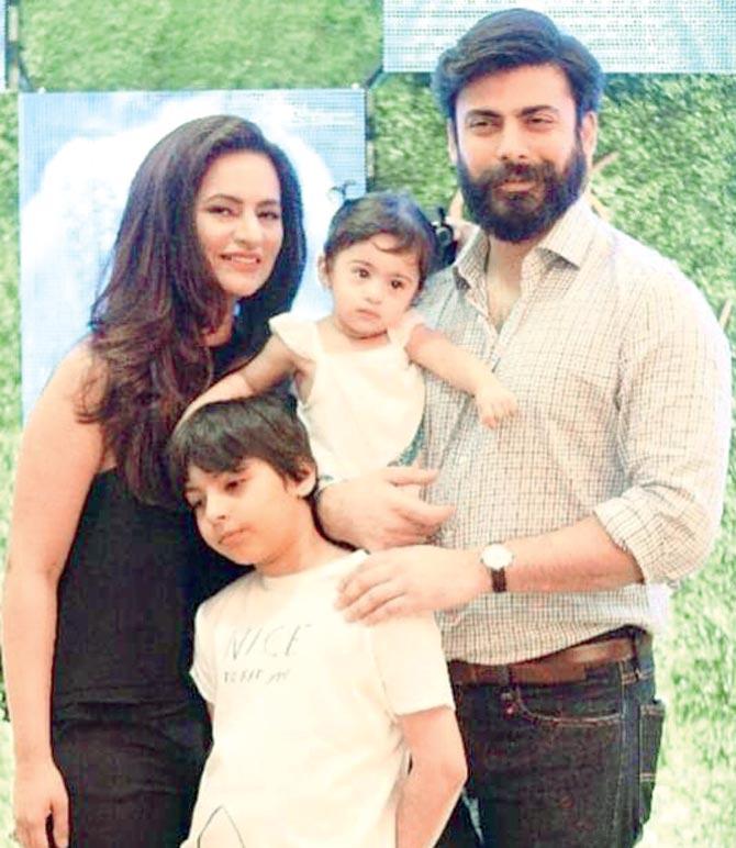 Fawad Khan with wife Sadaf and children Ayaan and Elayna