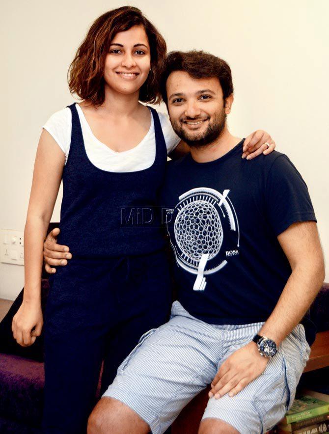 India shooter Heena Sidhu with husband Ronak Pandit at her Goregaon residence earlier this year. Pic/Satej Shinde