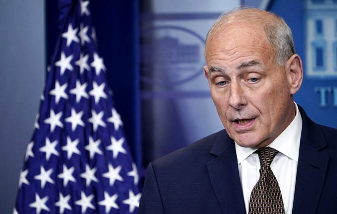 White House Chief of Staff John Kelly speaks during the daily briefing in the Brady Briefing Room of the White House. Pic/AFP