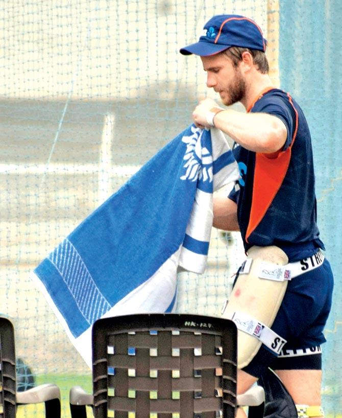 New Zealand skipper Kane Williamson during a practice session at the Cricket Club of India yesterday. Pic/Ashish Raje