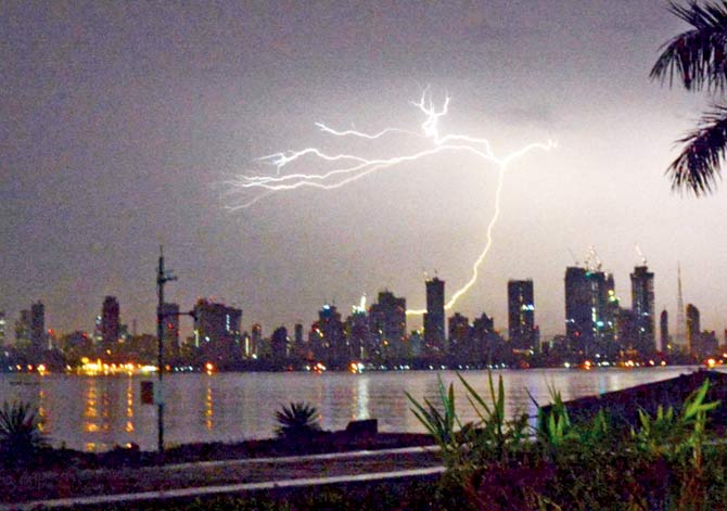 Lightning and thunder with light rain is expected to continue in the city for another day or two. File pic