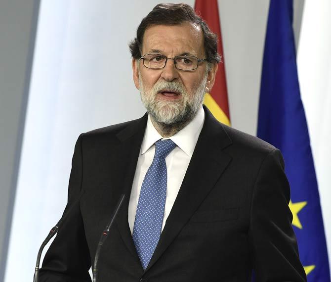 Spanish Prime Minister Mariano Rajoy gives a press conference after a cabinet meeting at La Moncloa Palace in Madrid. Pic/AFP