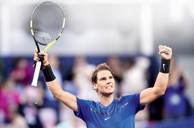 Rafael Nadal celebrates his tough win over Marin Cilic. Pic/Getty Images