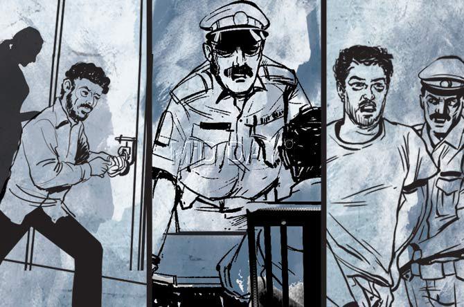 The police arrest Poisar resident Brijmohan Jha for forcibly occupying his neighbour’s flat after the latter lodges a complaint. Illustration/Ravi Jadhav