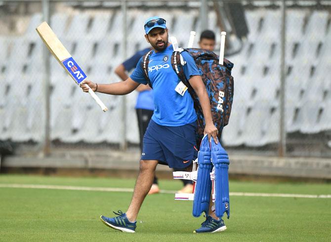 Indian cricketer Rohit Sharma arrives for a training session at the Wankhede stadium in Mumbai. Pic/AFP