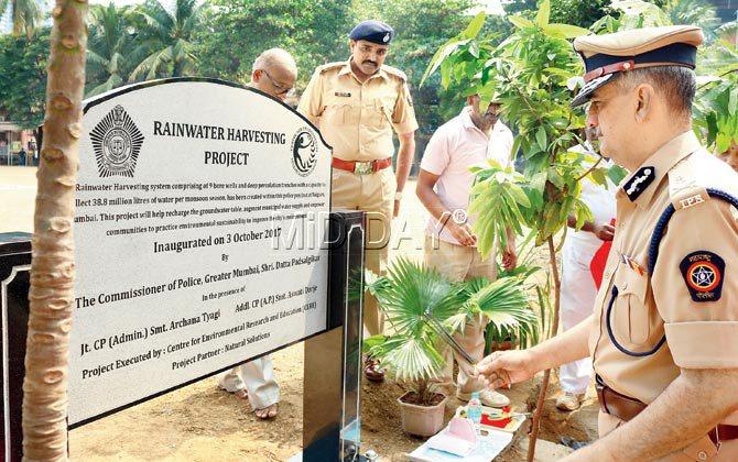 Mumbai Police Commissioner Dattatray Padsalgikar inaugurating the rainwater harvesting system last week