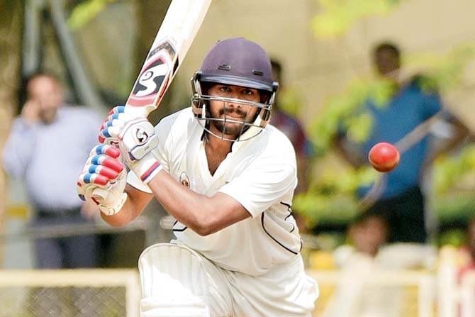 Mumbai opener Akhil Herwadkar en route his 132-run knock in the second innings yesterday