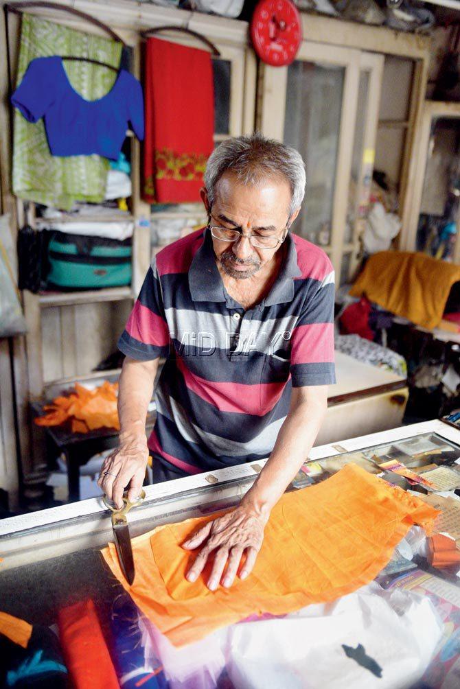 Bhikhubhai Master continues cutting classic cholis at Ambalal Ladies Dress Maker opened a century ago by his grandfather