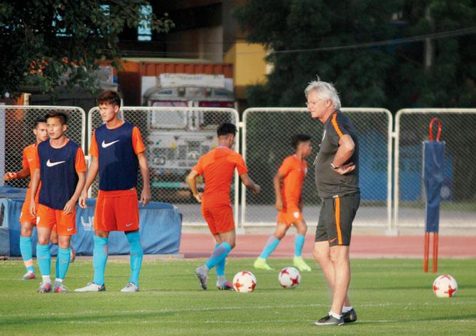 Under-17 players training at New Delhi ahead of the World Cup