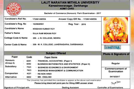 Bihar varsity issues admit card to Ganpati Bappa for commerce exam