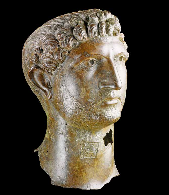 Head of Roman Emperor Hadrian, AD 117–138 London: The heads from three portrait statues — a Kushan king, Hadrian and Alexander the Great — have been placed together to show how the image of the emperor was used by different civilisations to promote a cult-status for them. PIC/ © Trustees of the British Museum 
