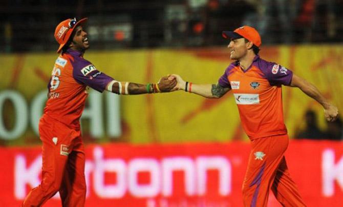 S Sreesanth and Brendon McCullum in 2011