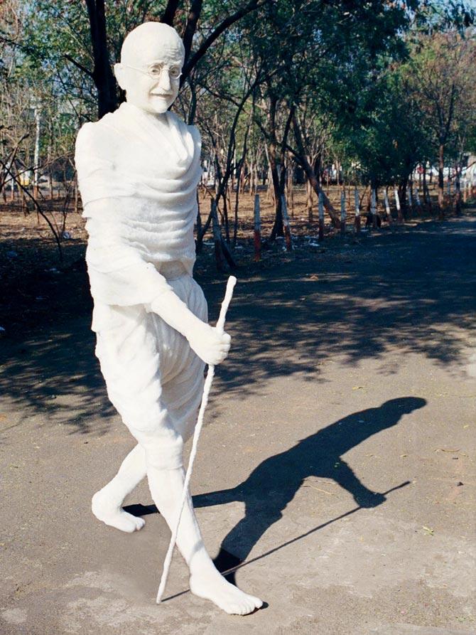 A cotton rendition of Mahatma Gandhi