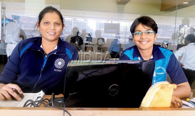 Scorers Varsha Nagre (left) and Vrinda Rathi. Pic/Subodh Mayure