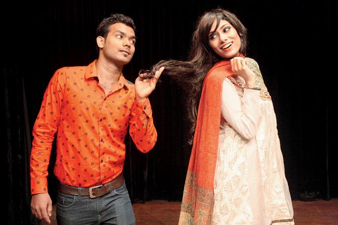 Actors Mahant Shah and Nisa Shetty