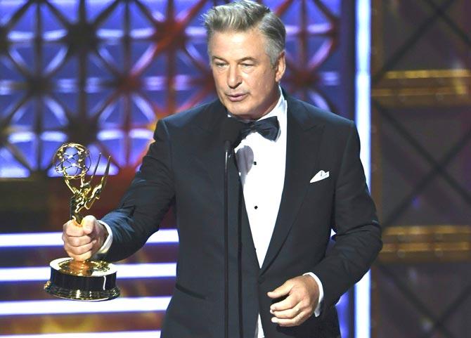 Alec Baldwin accepts the award for Outstanding Supporting Actor in a Comedy Series for 