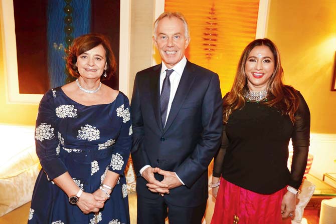 Cherie and Tony Blair with Meera Gandhi