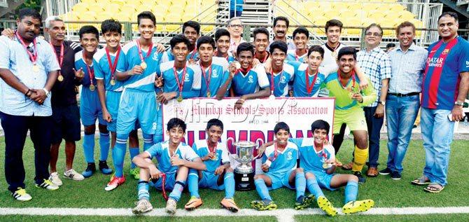 Don Bosco team pose with the Ahmed Sailor Cup at the Cooperage ground yesterday. Pic/Suresh Karkera