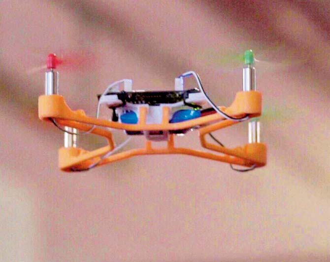 A nano drone in flight