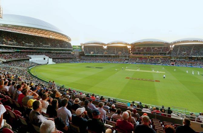 A view of the packed stands during the pink ball Test played between Australia and NZ at Adelaide Oval on November 28, 2015