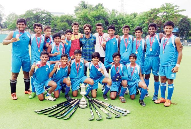 The Don Bosco (Matunga) team who won the MSSA-Ahmed Sailor U-16 hockey title by beating  Our Lady of Dolours (Marine Lines) 8-0 in the final at SAI, Kandivli yesterday. pics/Akshay Jagtap