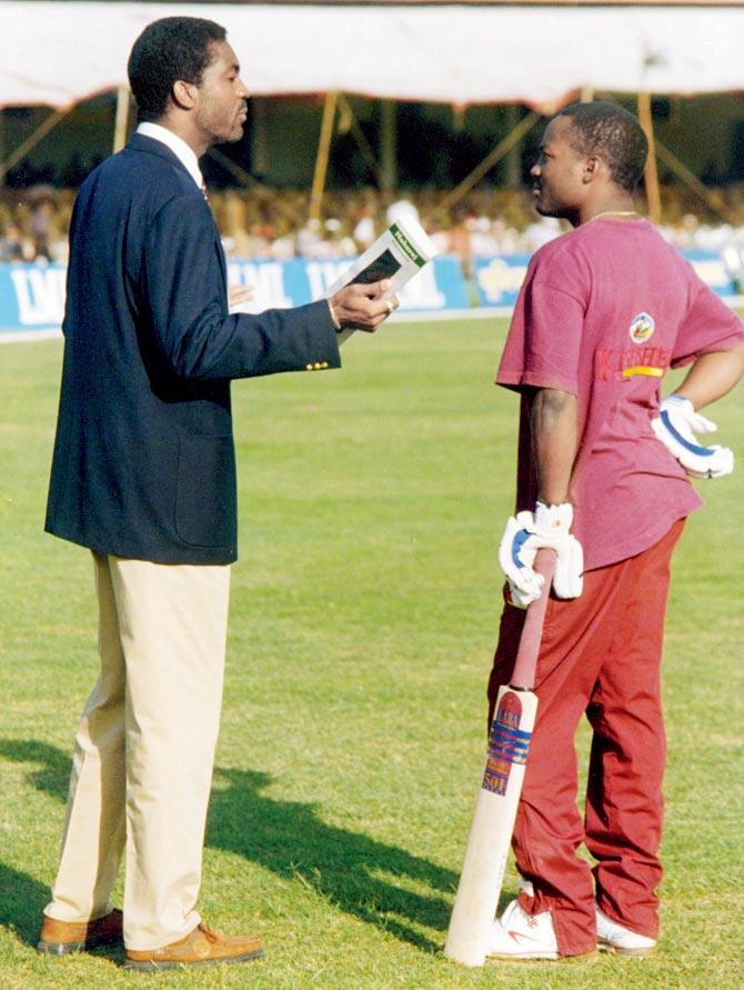 WI greats Holding (left) and Lara during the 1996 World Cup