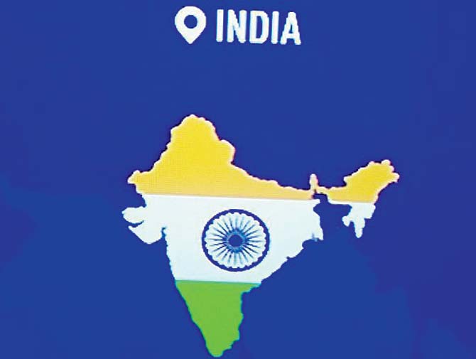 The map of India in the game
