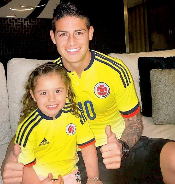 James Rodriguez and daughter Salome. Pic/James