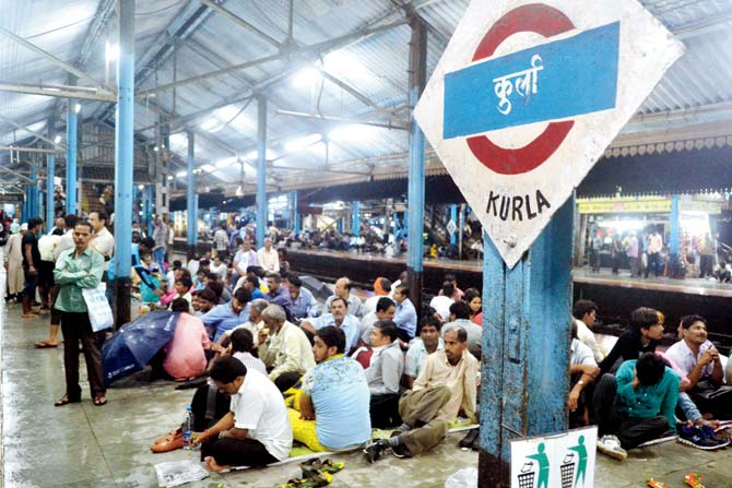 Thousands of commuters were stranded at various stations when the trains stopped plying because of the heavy rains